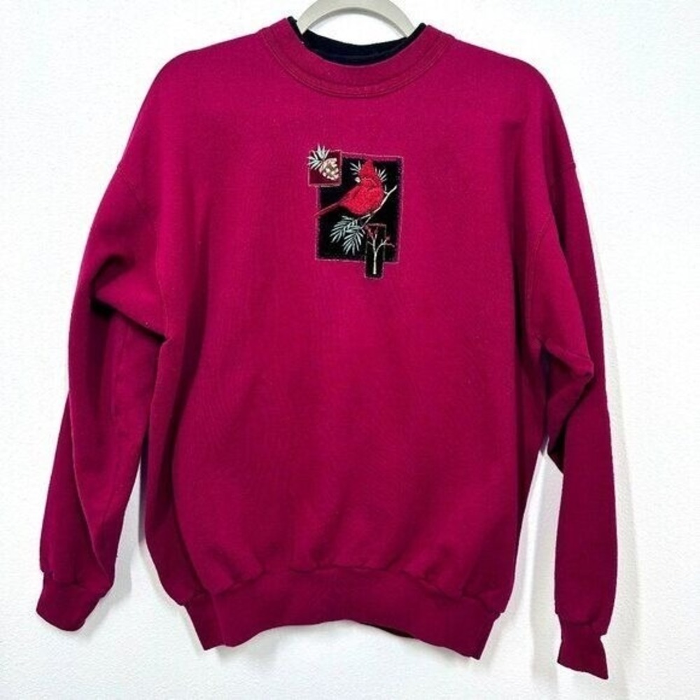 Vintage Cardinal Top Stitch Grannycore Cottagecore Sweatshirt Women's Large